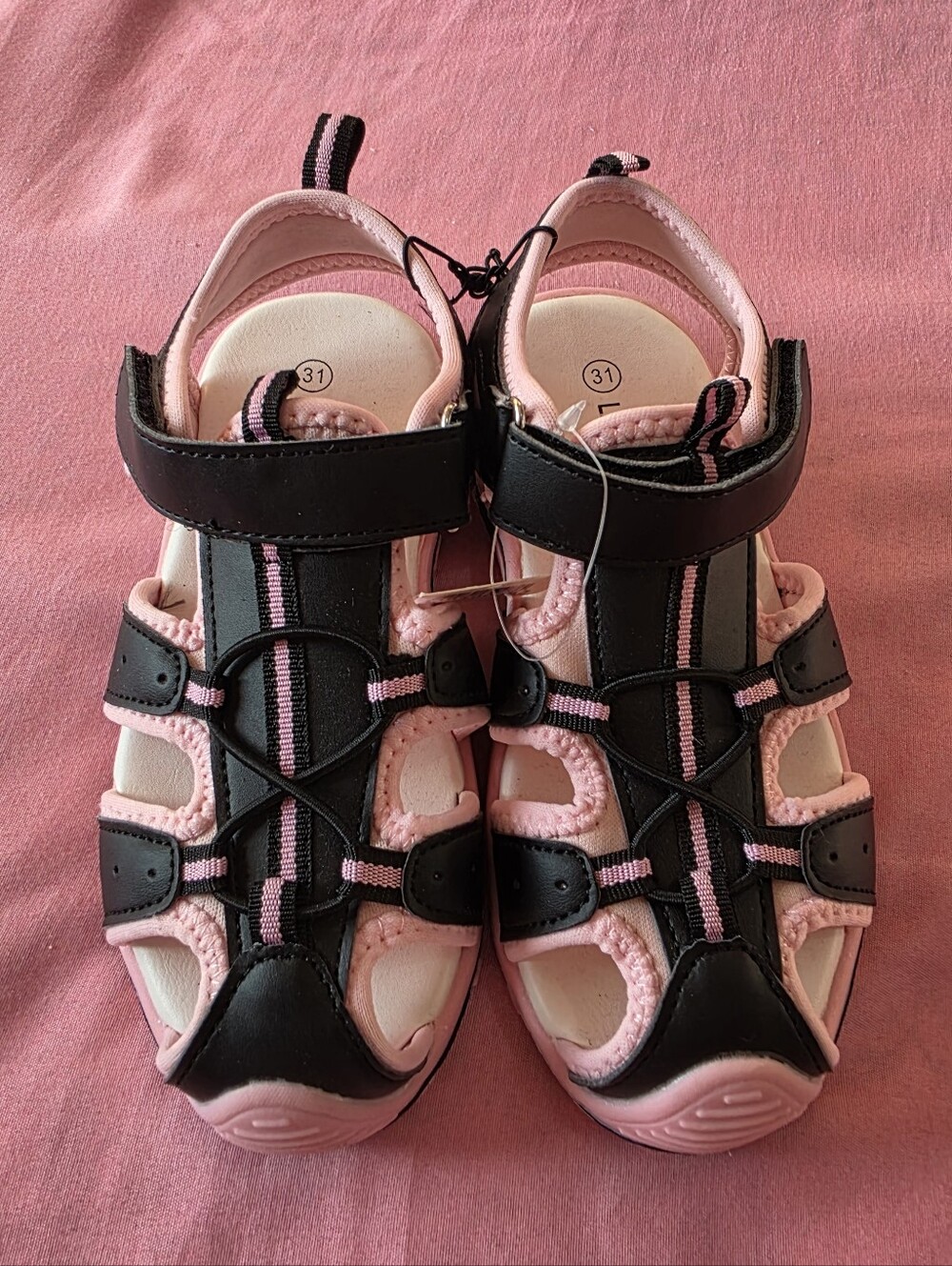 Lauren Taylor Girls Pink Black Athletic Water Sport Sandals Size 13 US NWT